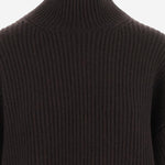 MAGLIONE IN CASHMERE A COSTE CON COLLO ALTO 6262K21173 CHOCOLATE CARVEN 