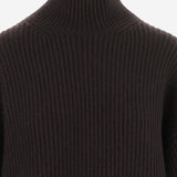 MAGLIONE IN CASHMERE A COSTE CON COLLO ALTO 6262K21173 CHOCOLATE CARVEN 