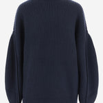 MAGLIONE IN CASHMERE A COSTE CON COLLO ALTO 6262K21173 MIDNIGHT CARVEN 