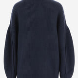 MAGLIONE IN CASHMERE A COSTE CON COLLO ALTO 6262K21173 MIDNIGHT CARVEN 