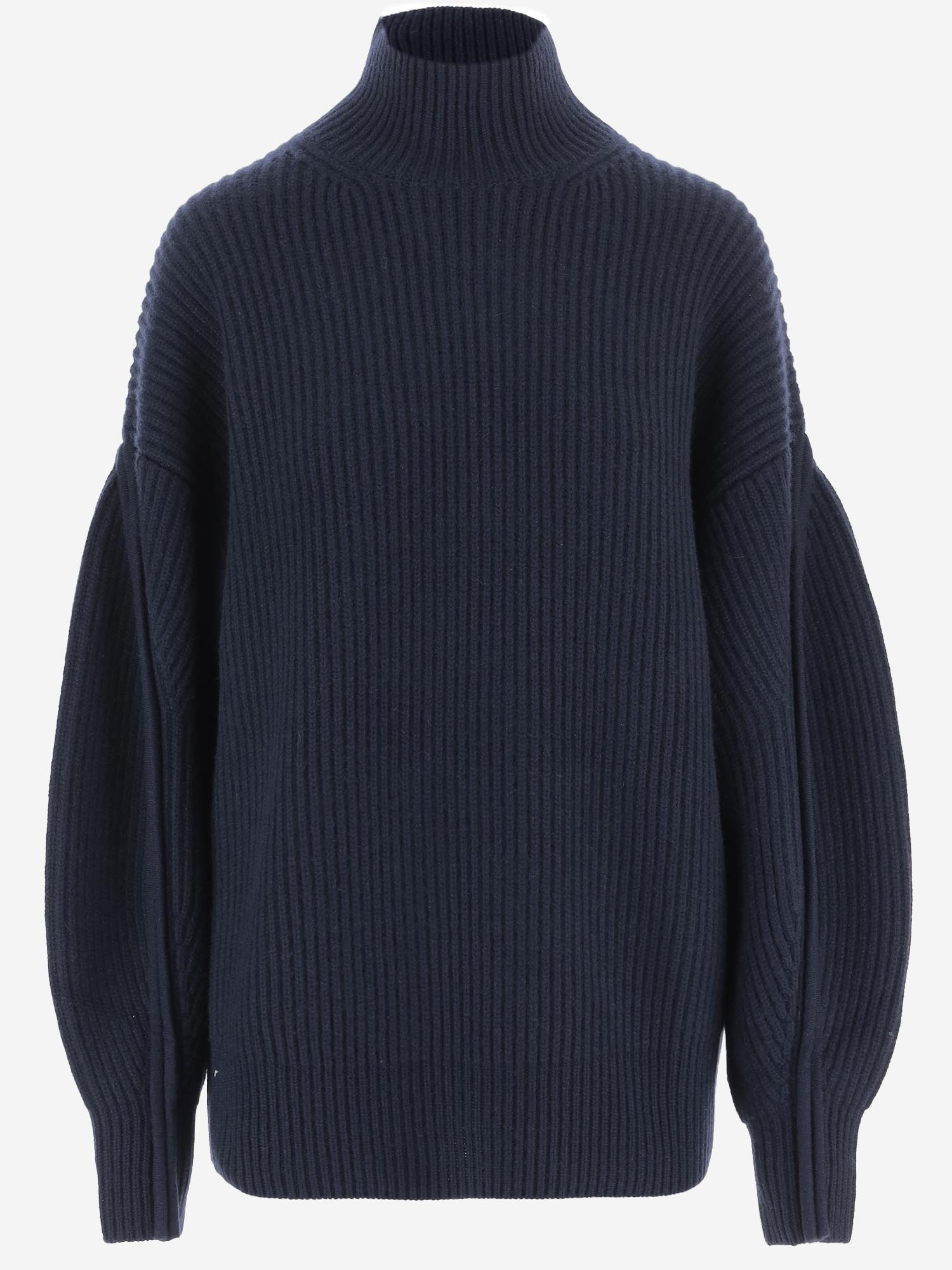 MAGLIONE IN CASHMERE A COSTE CON COLLO ALTO 6262K21173 MIDNIGHT CARVEN 