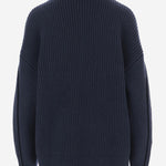 MAGLIONE IN CASHMERE A COSTE CON COLLO ALTO 6262K21173 MIDNIGHT CARVEN 