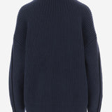 MAGLIONE IN CASHMERE A COSTE CON COLLO ALTO 6262K21173 MIDNIGHT CARVEN 