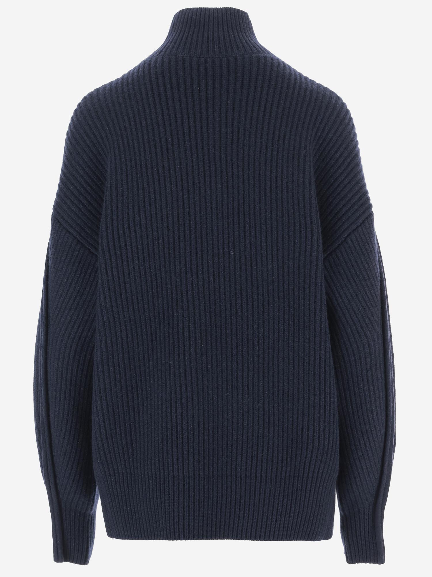 MAGLIONE IN CASHMERE A COSTE CON COLLO ALTO 6262K21173 MIDNIGHT CARVEN 