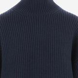 MAGLIONE IN CASHMERE A COSTE CON COLLO ALTO 6262K21173 MIDNIGHT CARVEN 