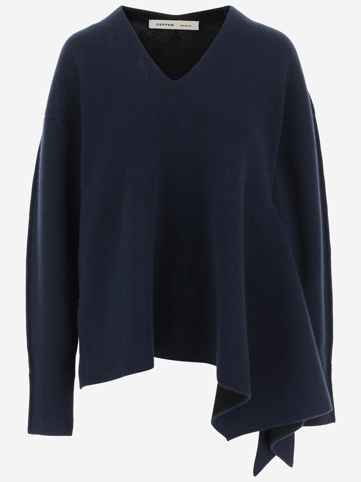 MAGLIA IN CASHMERE CON FONDO ASIMMETRICO 6262K21174 MIDNIGHTBLACK CARVEN 