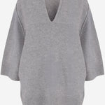 MAGLIA IN CASHMERE CON SCOLLO A V 6262K21178 GRAPHITE CARVEN 