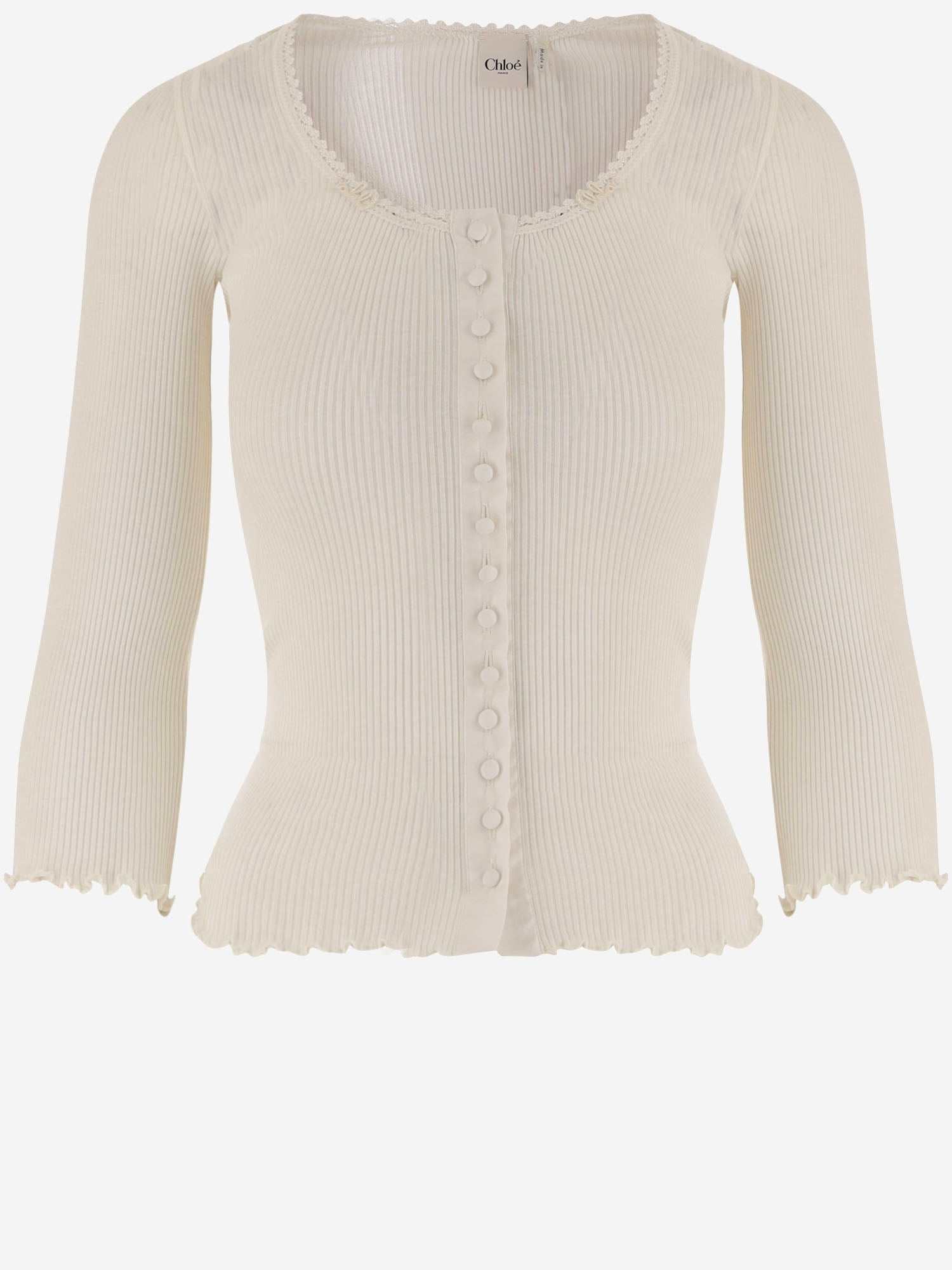 TOP ADERENTE IN JERSEY DI COTONE E SETA CH26AJH43088 107 CHLOE 