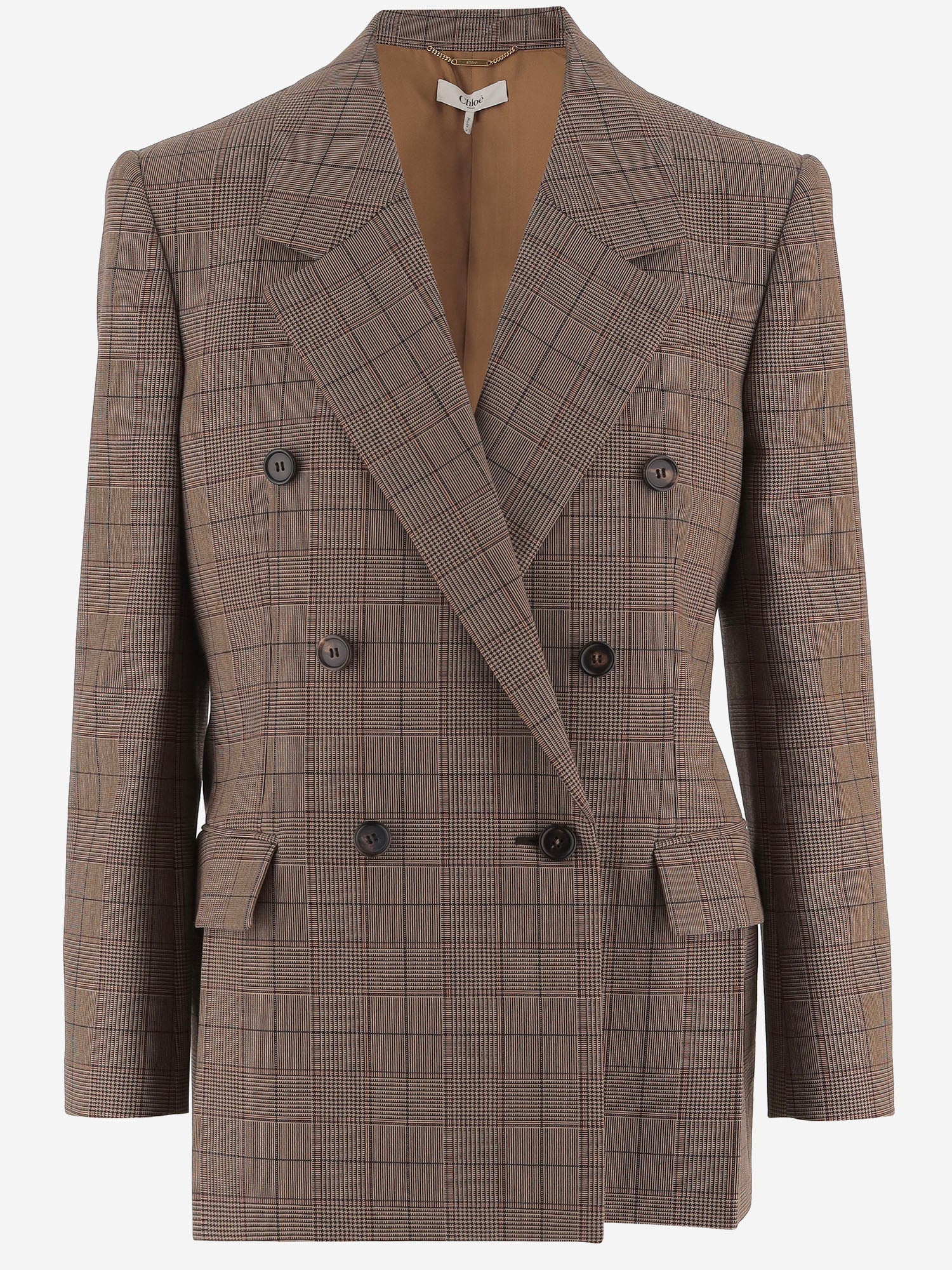 GIACCA DOPPIOPETTO IN LANA CON MOTIVO A QUADRI CH26AVE78164 93C CHLOE 