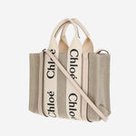 BORSA TOTE PICCOLA WOODY IN TELA DI LINO CHC22AS397I26 6J5 CHLOE 