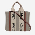 BORSA TOTE PICCOLA WOODY IN TELA DI LINO CHC22AS397I26 90U CHLOE 