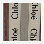 BORSA TOTE PICCOLA WOODY IN TELA DI LINO CHC22AS397I26 90U CHLOE 