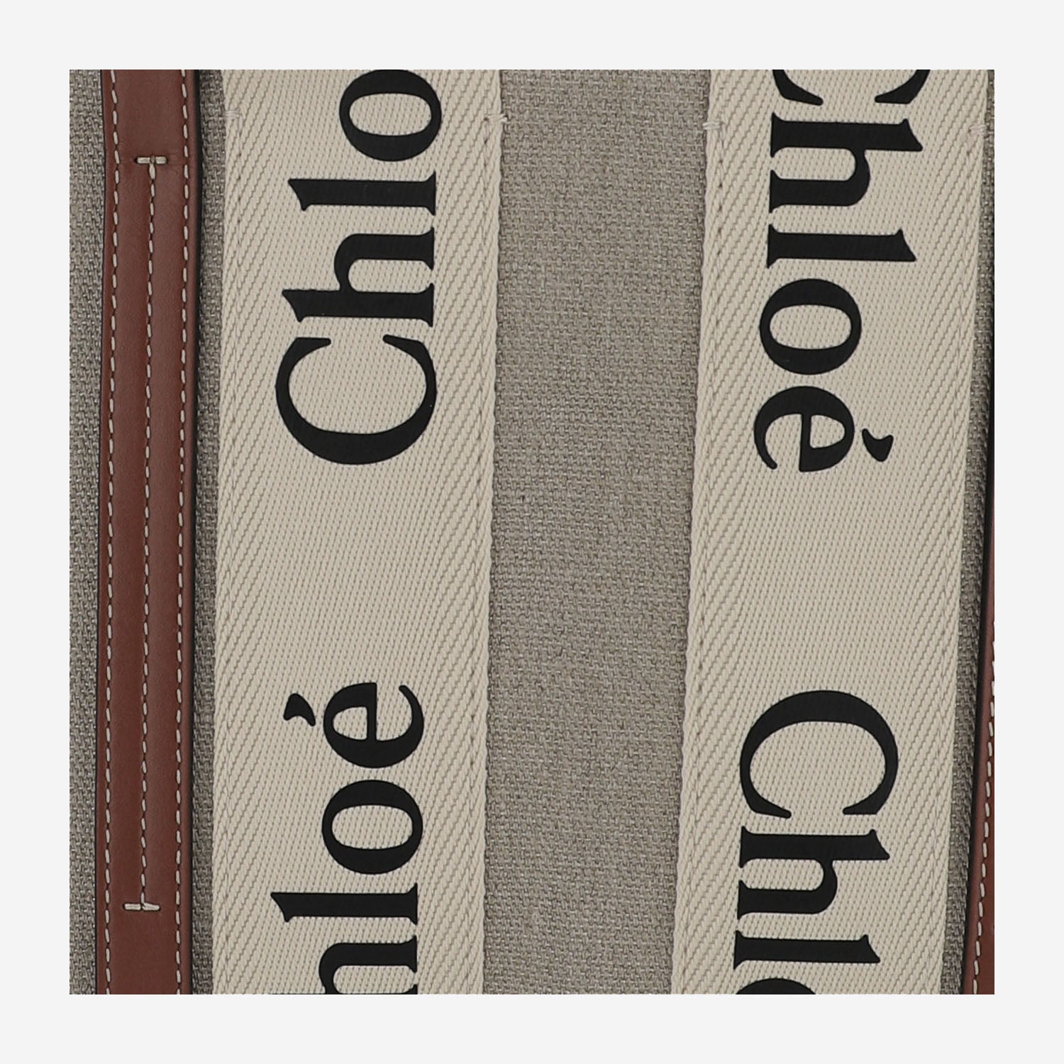 BORSA TOTE PICCOLA WOODY IN TELA DI LINO CHC22AS397I26 90U CHLOE 