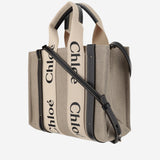 BORSA TOTE PICCOLA WOODY IN TELA DI LINO CHC22AS397I26 91J CHLOE 