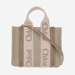 BORSA TOTE PICCOLA WOODY IN TELA DI LINO CHC23AS397L17 26Y CHLOE 