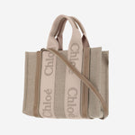 BORSA TOTE PICCOLA WOODY IN TELA DI LINO CHC23AS397L17 26Y CHLOE 