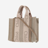 BORSA TOTE PICCOLA WOODY IN TELA DI LINO CHC23AS397L17 26Y CHLOE 