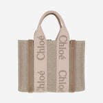 BORSA TOTE PICCOLA WOODY IN TELA DI LINO CHC23AS397L17 26Y CHLOE 