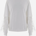FELPA IN COTONE CON APPLICAZIONI PIUMATE SULLE MANICHE WJE15F JER010001 DARKPARK 