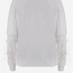 FELPA IN COTONE CON APPLICAZIONI PIUMATE SULLE MANICHE WJE15F JER010001 DARKPARK 