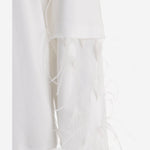 FELPA IN COTONE CON APPLICAZIONI PIUMATE SULLE MANICHE WJE15F JER010001 DARKPARK 