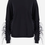 FELPA IN COTONE CON APPLICAZIONI PIUMATE SULLE MANICHE WJE15F JER010099 DARKPARK 