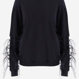 FELPA IN COTONE CON APPLICAZIONI PIUMATE SULLE MANICHE WJE15F JER010099 DARKPARK 