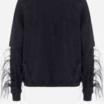 FELPA IN COTONE CON APPLICAZIONI PIUMATE SULLE MANICHE WJE15F JER010099 DARKPARK 