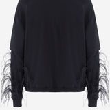 FELPA IN COTONE CON APPLICAZIONI PIUMATE SULLE MANICHE WJE15F JER010099 DARKPARK 