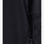 FELPA IN COTONE CON APPLICAZIONI PIUMATE SULLE MANICHE WJE15F JER010099 DARKPARK 