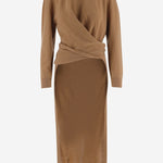 ABITO IN MAGLIA IN LANA E CASHMERE CON DRAPPEGGIO WKN02 YAW030082 DARKPARK 