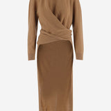 ABITO IN MAGLIA IN LANA E CASHMERE CON DRAPPEGGIO WKN02 YAW030082 DARKPARK 
