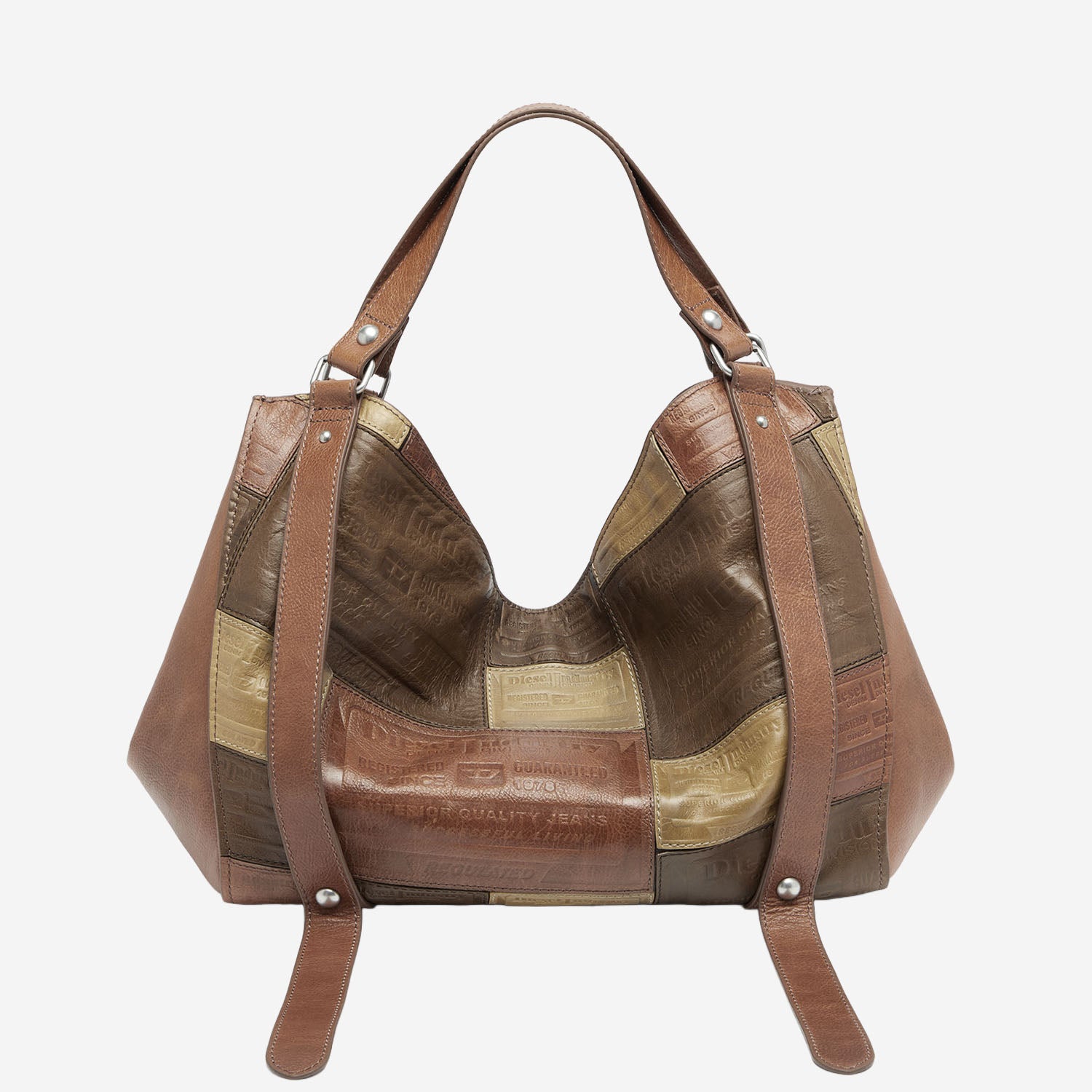 BORSA MEDIA A MANO "D-ONE" IN PELLE PATCHWORK X10926 P9398T2224 DIESEL 