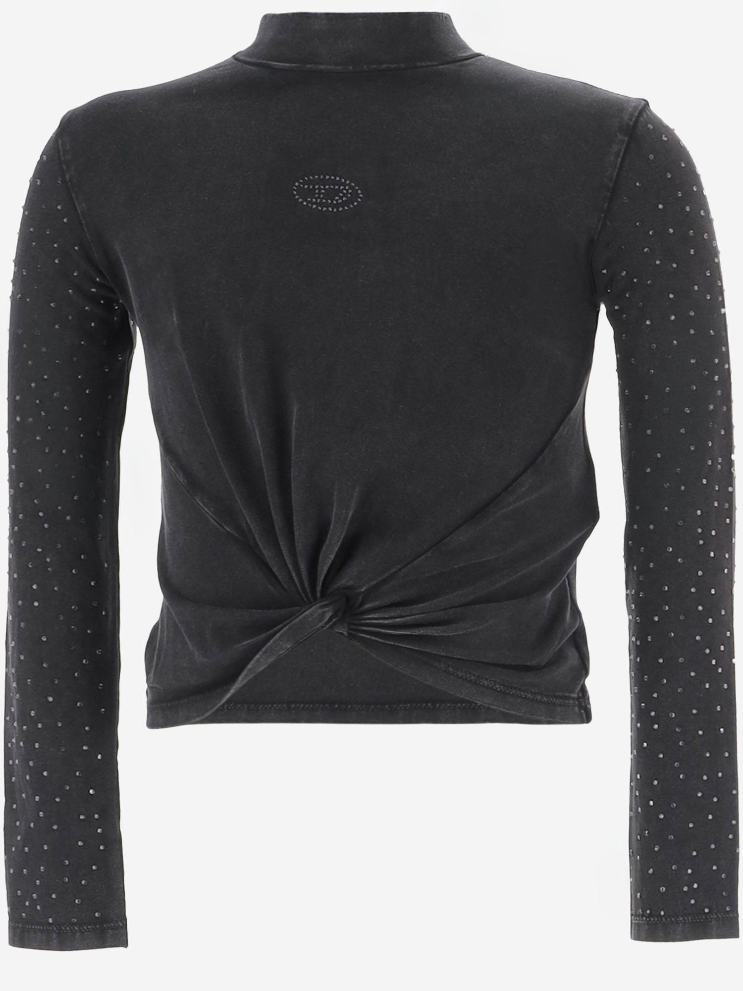 T-SHIRT A MANICHE LUNGHE CON ORLO TWIST E STRASS J03011 KYA2KK900 DIESEL KIDS 