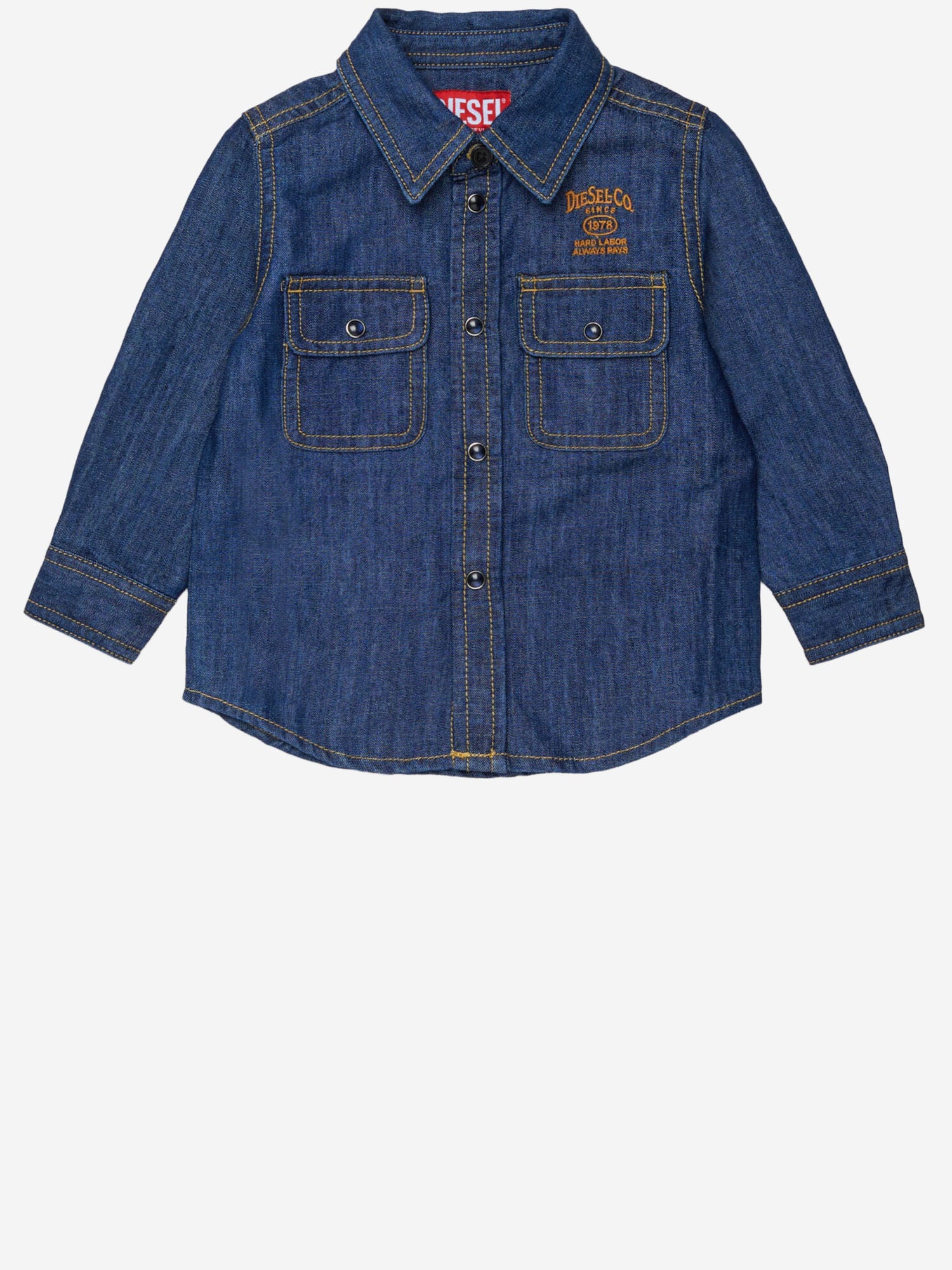 CAMICIA IN DENIM DI COTONE CON LOGO K00546 KXBUZK01 DIESEL KIDS 