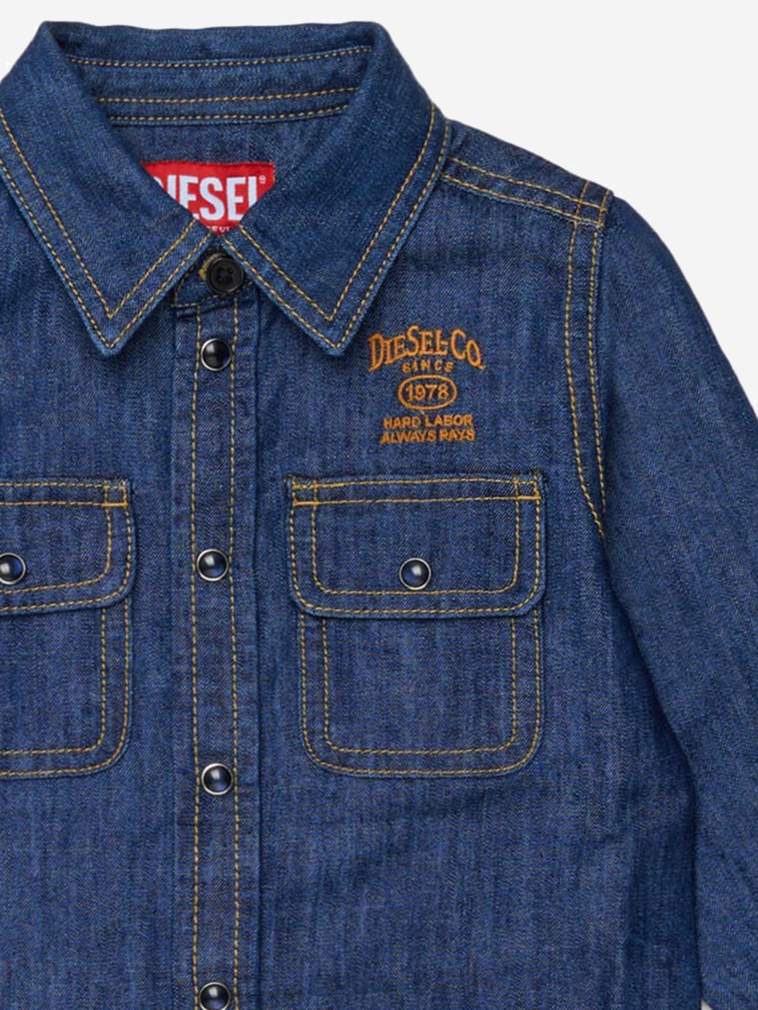 CAMICIA IN DENIM DI COTONE CON LOGO K00546 KXBUZK01 DIESEL KIDS 