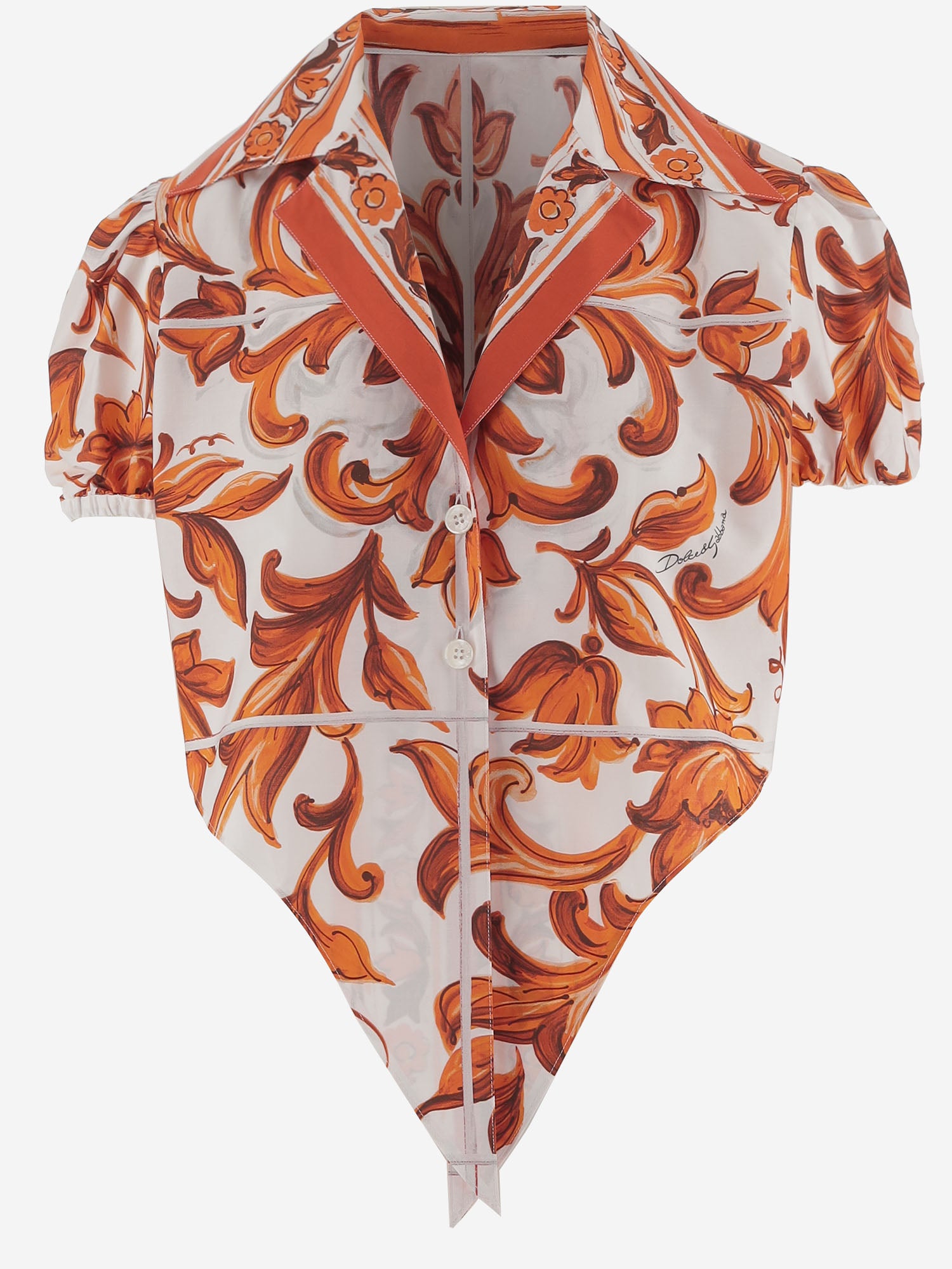 CAMICIA IN POPELINE DI COTONE CON STAMPA MAIOLICA F5T66T GDDRDS9000 DOLCE & GABBANA 