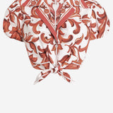CAMICIA IN POPELINE DI COTONE CON STAMPA MAIOLICA F5T66T GDDRDS9000 DOLCE & GABBANA 