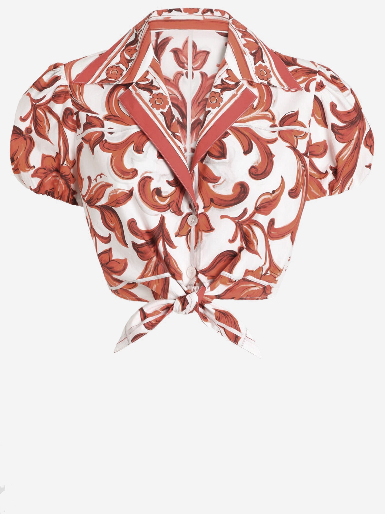 CAMICIA IN POPELINE DI COTONE CON STAMPA MAIOLICA F5T66T GDDRDS9000 DOLCE & GABBANA 