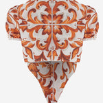 CAMICIA IN POPELINE DI COTONE CON STAMPA MAIOLICA F5T66T GDDRDS9000 DOLCE & GABBANA 
