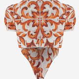 CAMICIA IN POPELINE DI COTONE CON STAMPA MAIOLICA F5T66T GDDRDS9000 DOLCE & GABBANA 