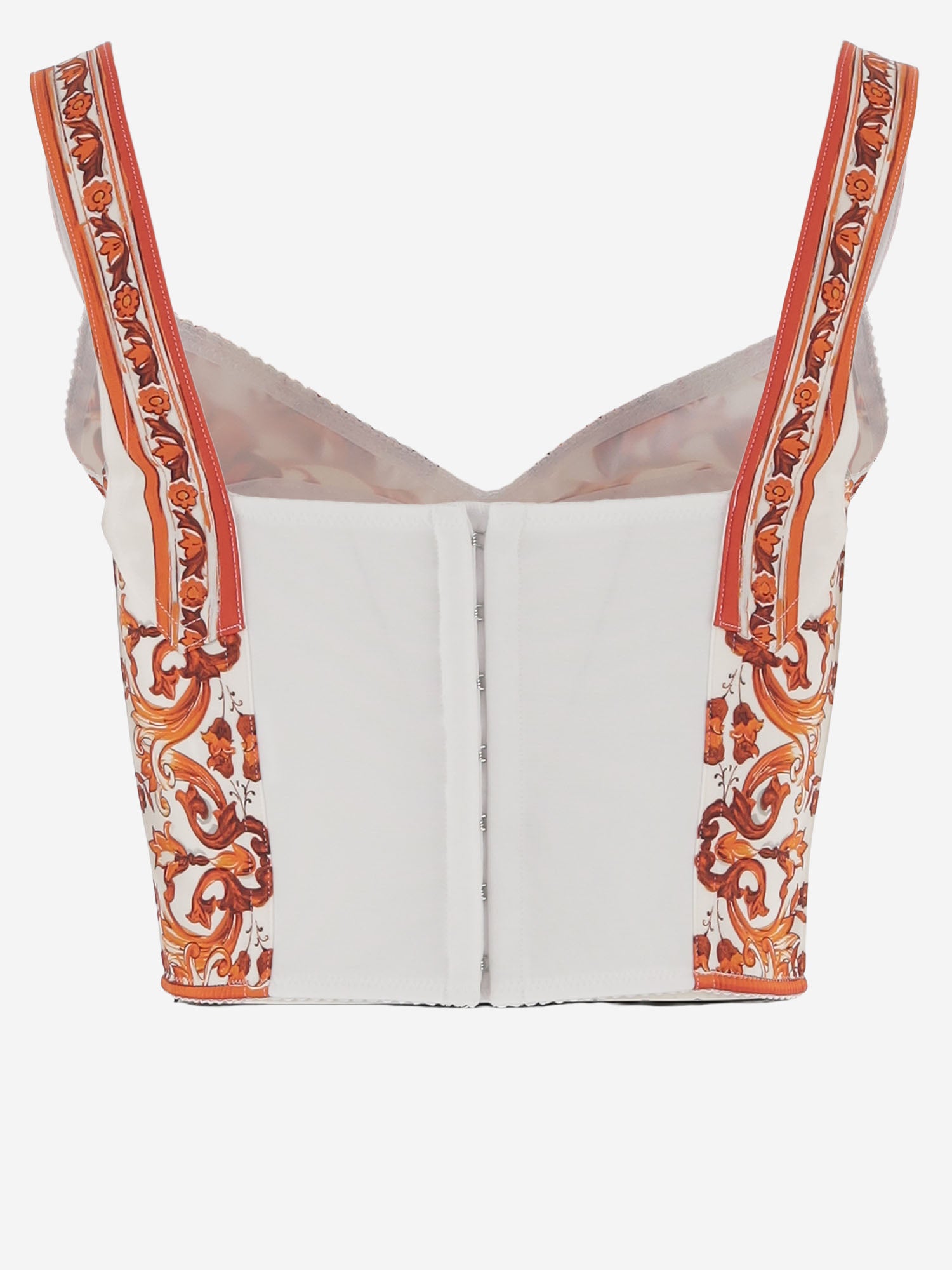 Top bustier in misto seta stretch con stampa maiolica F7BB1T GDDRJS9000 DOLCE & GABBANA 