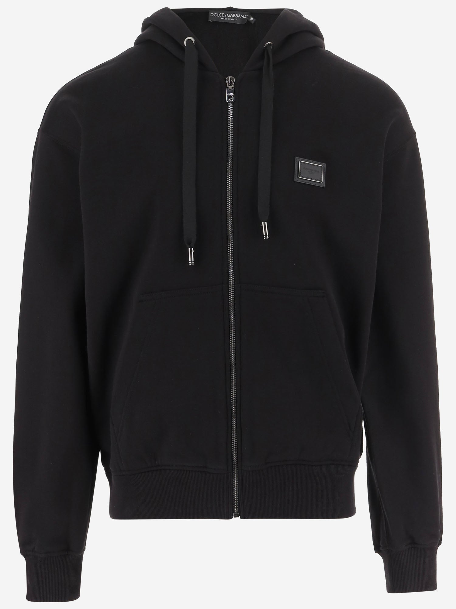 FELPA IN COTONE CON CAPPUCCIO E PLACCA G9CEGT G7Q2ON0000 DOLCE & GABBANA 