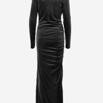ABITO LUNGO IN JERSEY TECNICO STRETCH CON DRAPPEGGIO DAM26V09 BLACK DONT @ ME 