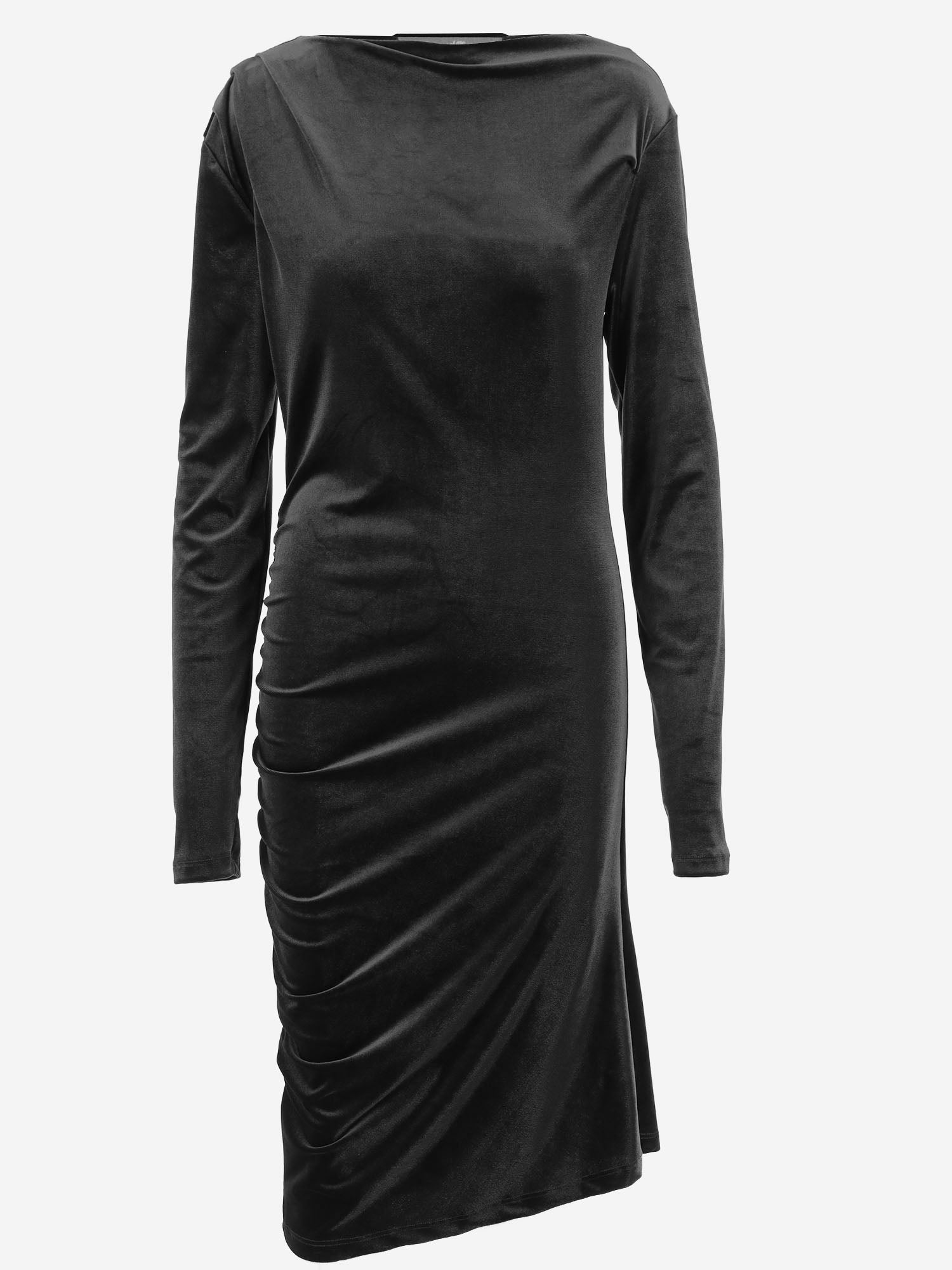 ABITO IN JERSEY TECNICO STRETCH CON DRAPPEGGIO DAM26V13 BLACK DONT @ ME 