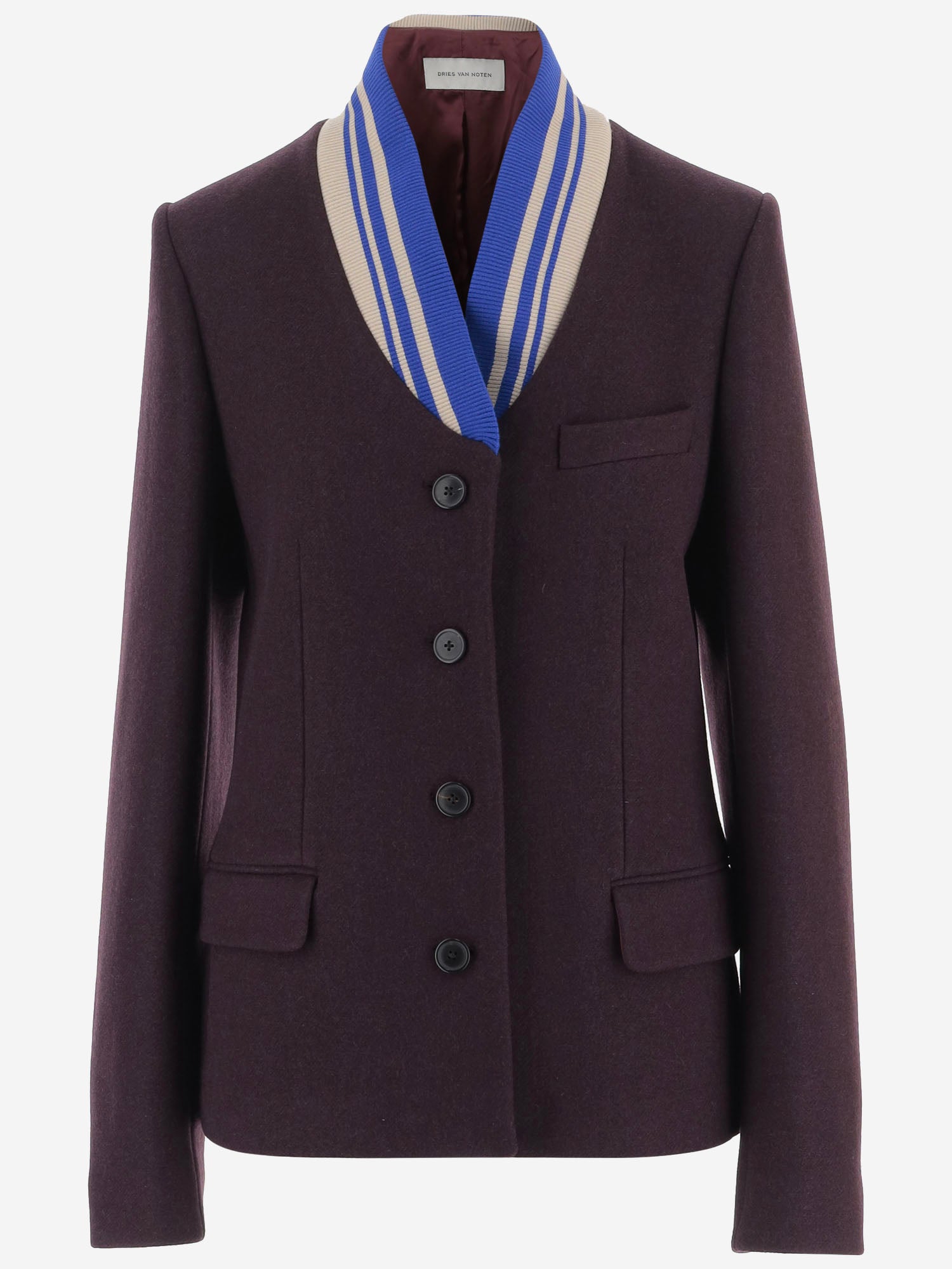 GIACCA IN MISTO LANA CON COLLO A CONTRASTO 010411 4216357 DRIES VAN NOTEN 