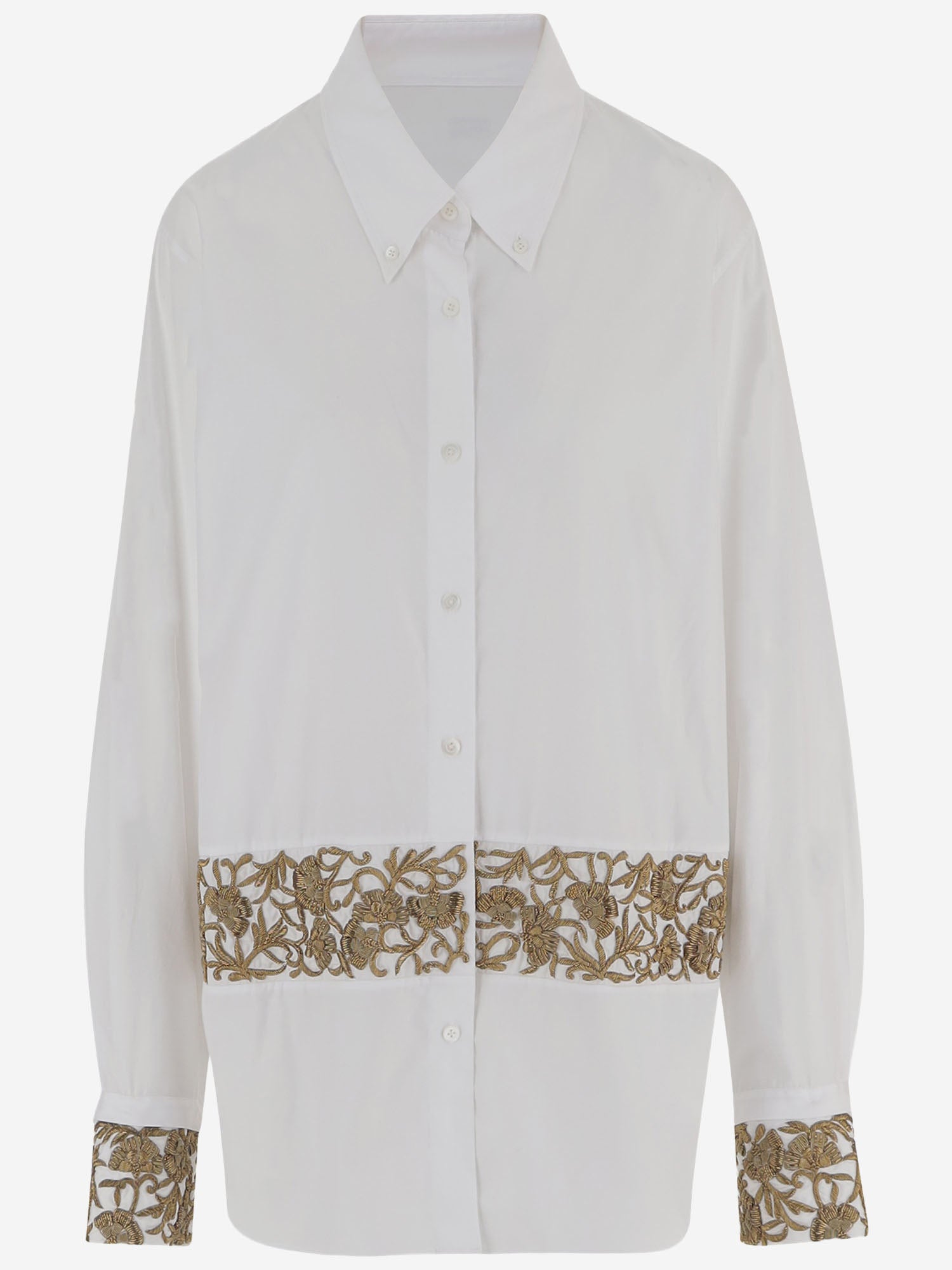 Camicia in cotone con ricami floreali 010740 4314001 DRIES VAN NOTEN 