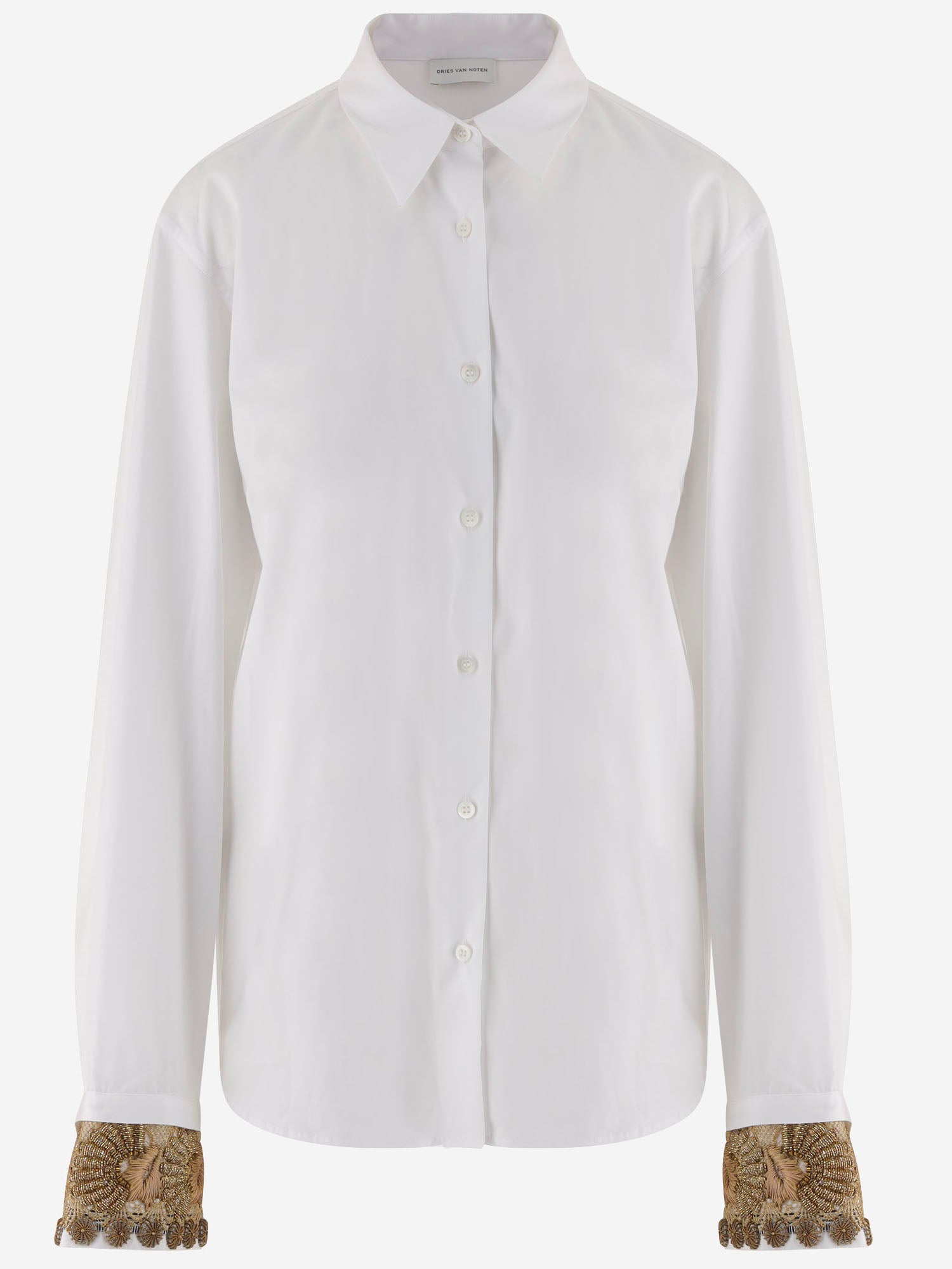 CAMICIA IN COTONE CON DETTAGLIO DECORATIVO AI POLSI 010741 4445001 DRIES VAN NOTEN 