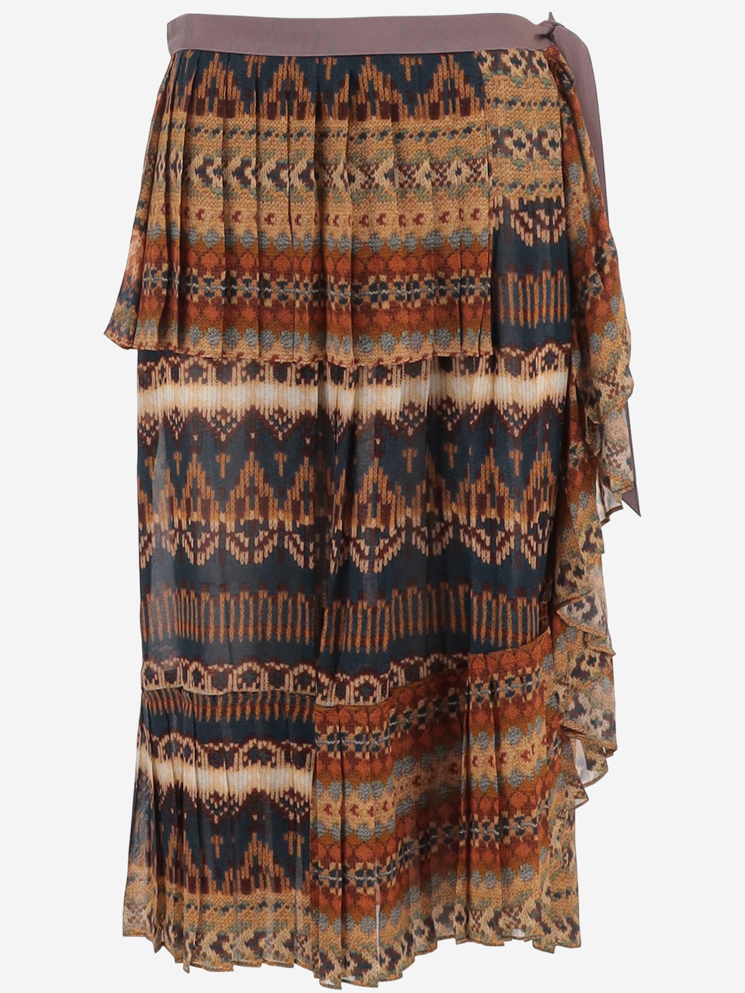 GONNA PLISSETTATA IN VISCOSA CON MOTIVO ETNICO 010805 4017701 DRIES VAN NOTEN 