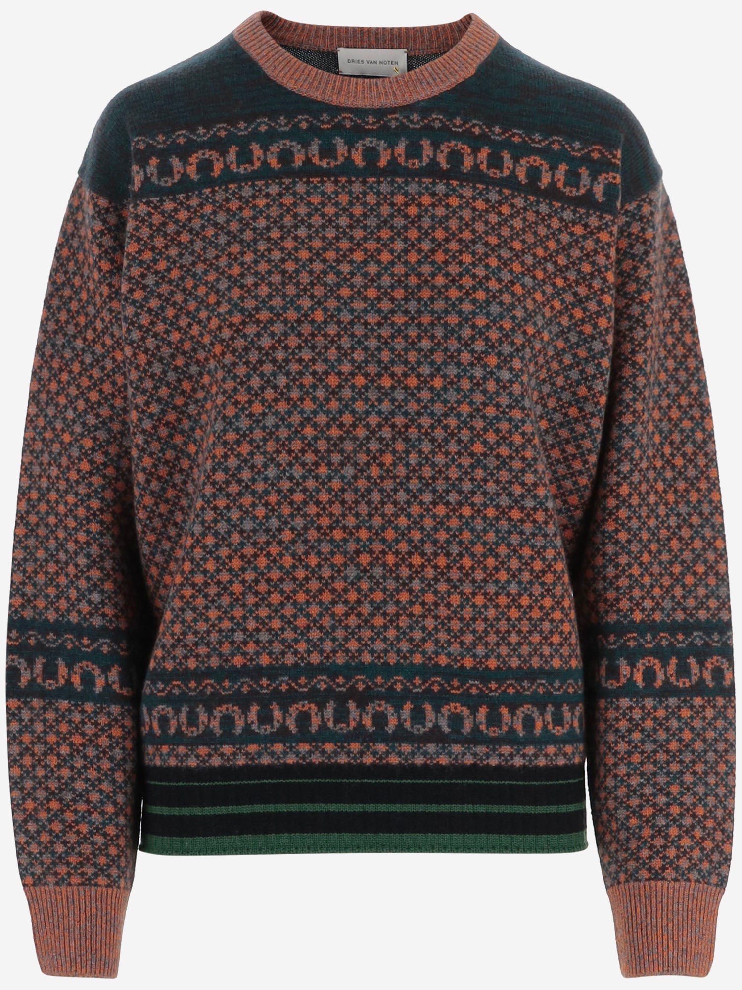 MAGLIONE IN CASHMERE E LANA CON MOTIVO GEOMETRICO 011209 4758605 DRIES VAN NOTEN 